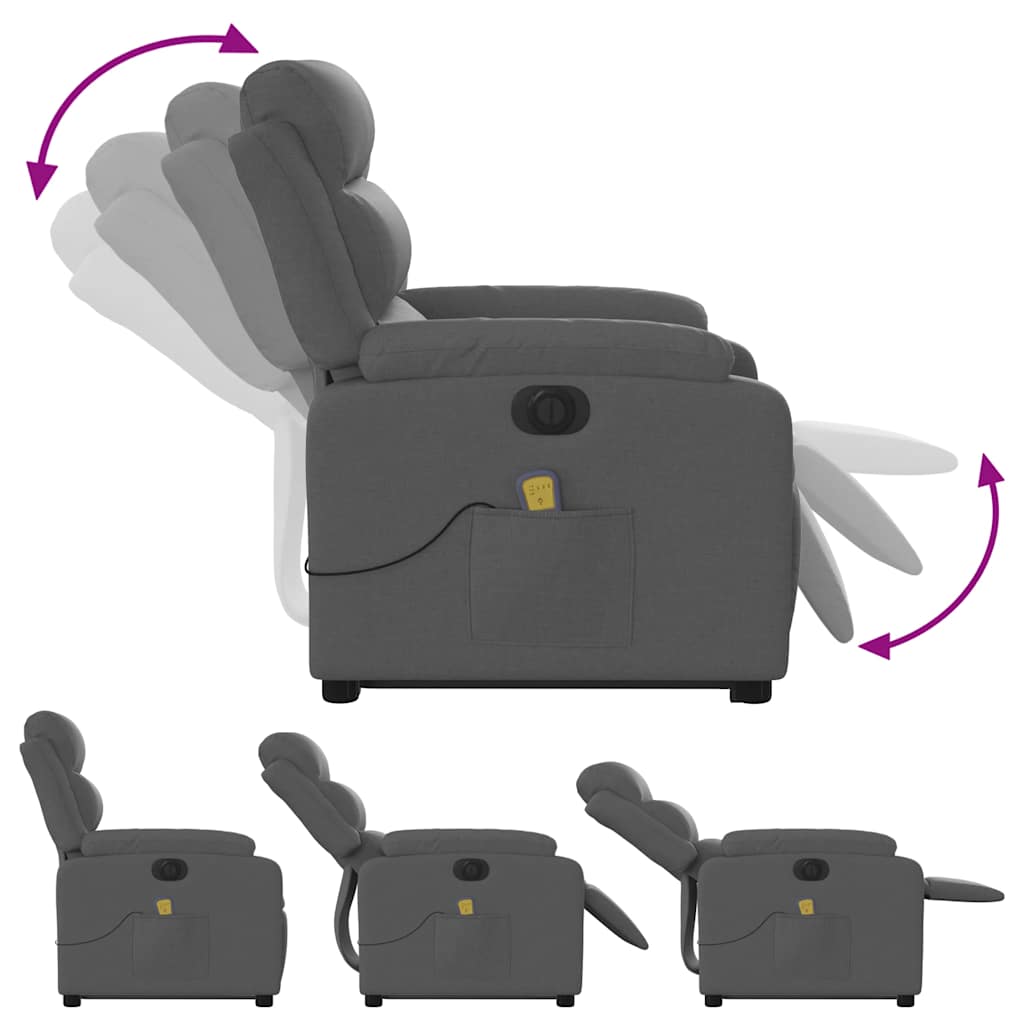 Electric Stand up Massage Recliner Chair Dark Grey Fabric