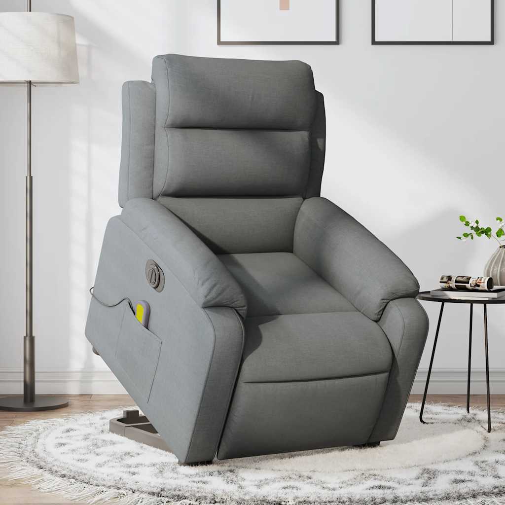 Electric Stand up Massage Recliner Chair Dark Grey Fabric