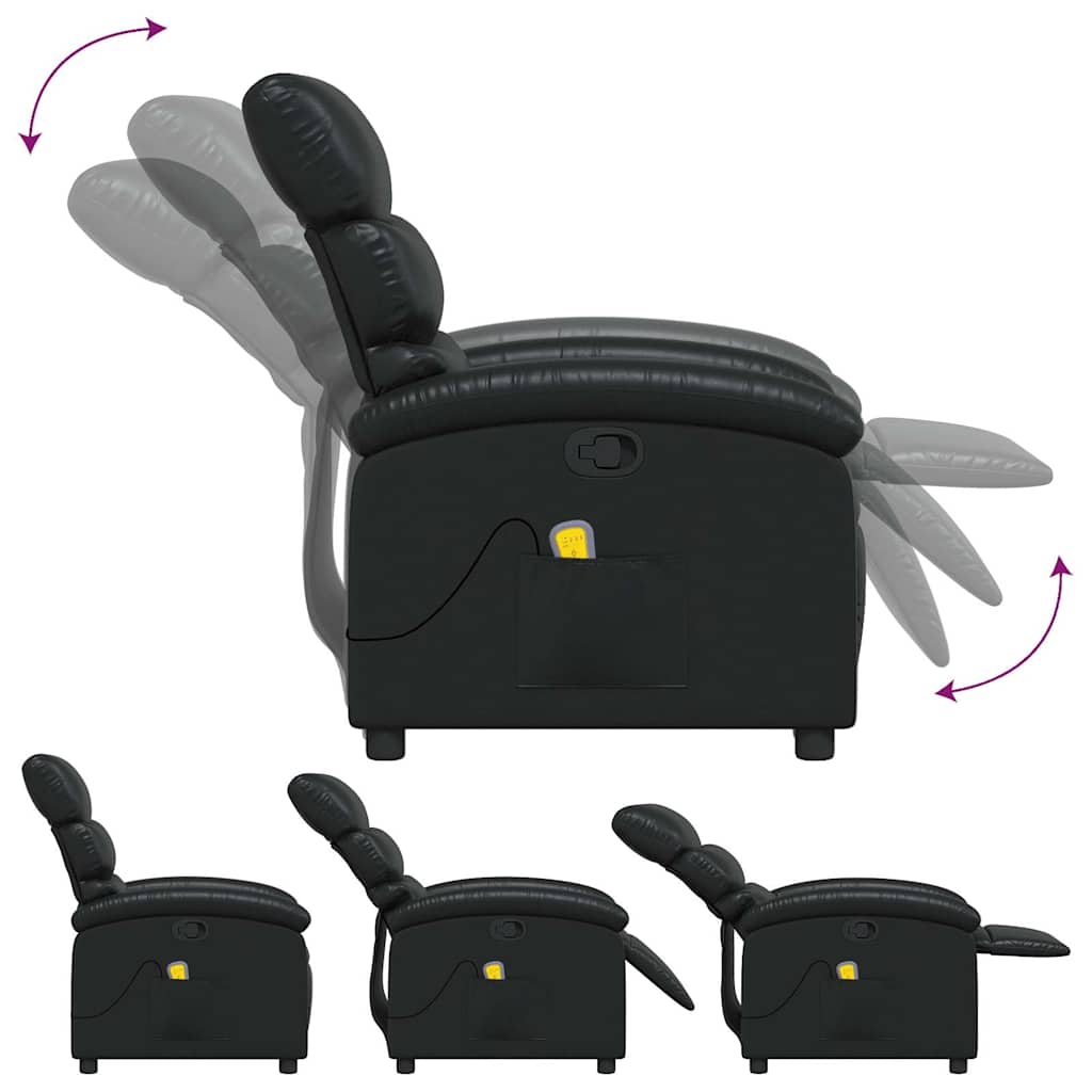 Massage Recliner Chair Black Faux Leather