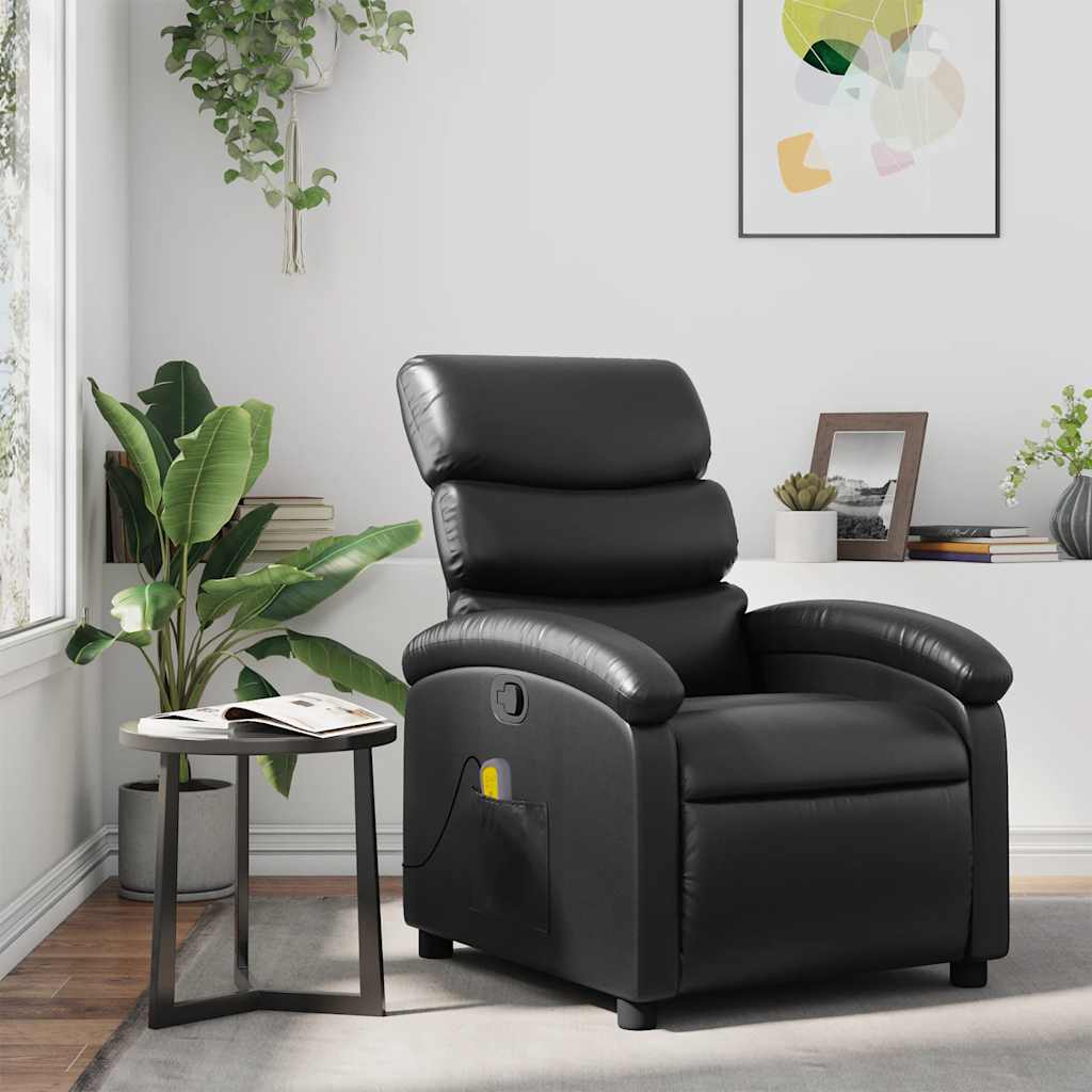 Massage Recliner Chair Black Faux Leather