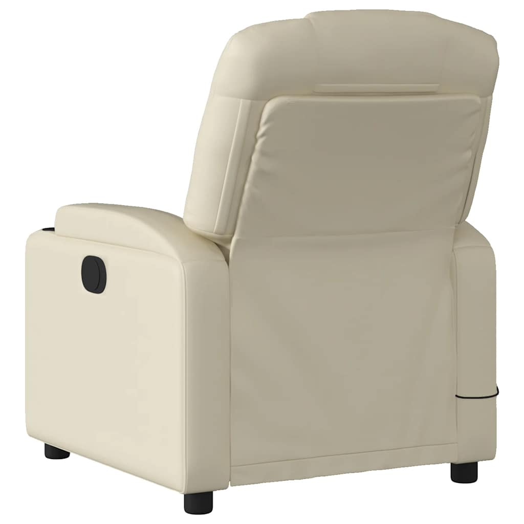Massage Recliner Chair Cream Faux Leather