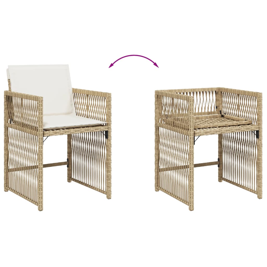 Garden Chairs with Cushions 4 pcs Beige Poly Rattan