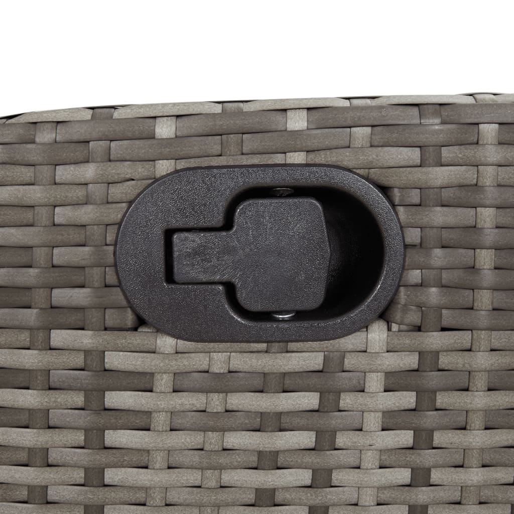 Reclining Garden Bench with Cushions Grey Poly Rattan