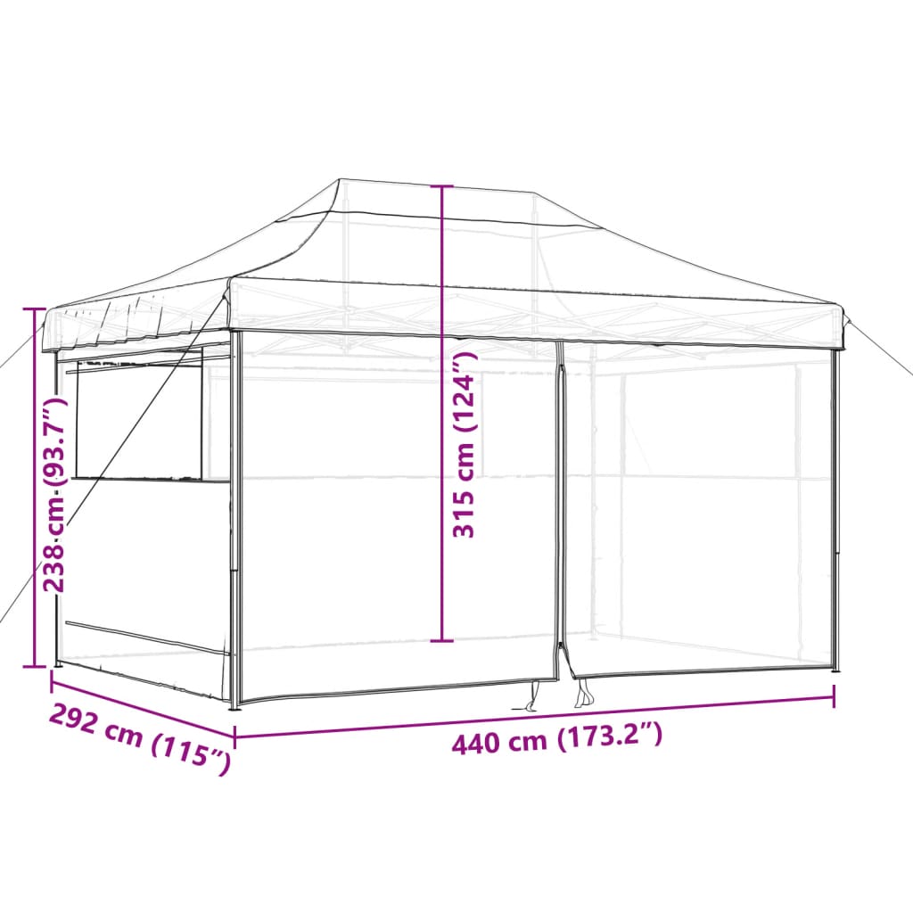 Foldable Party Tent Pop-Up with 4 Sidewalls Taupe