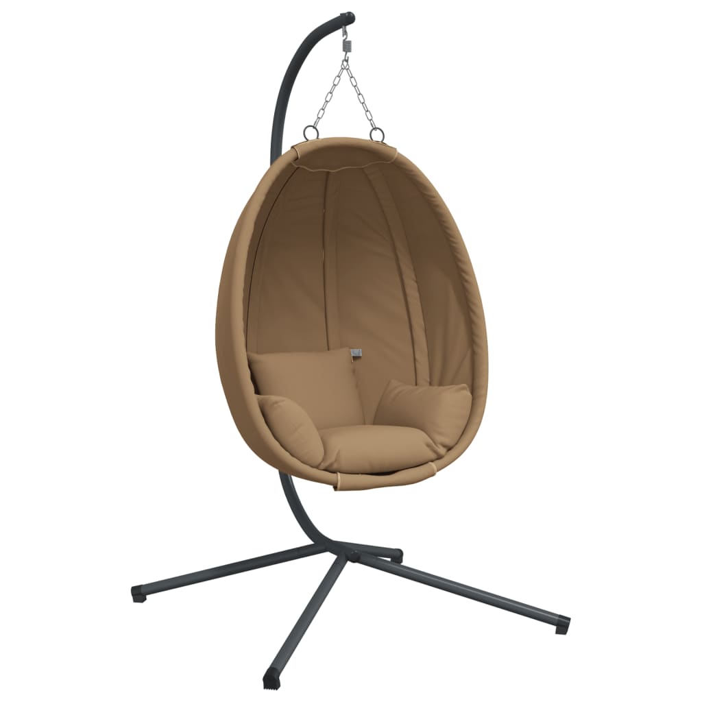 Hanging Egg Chair with Stand Taupe Fabric and Steel