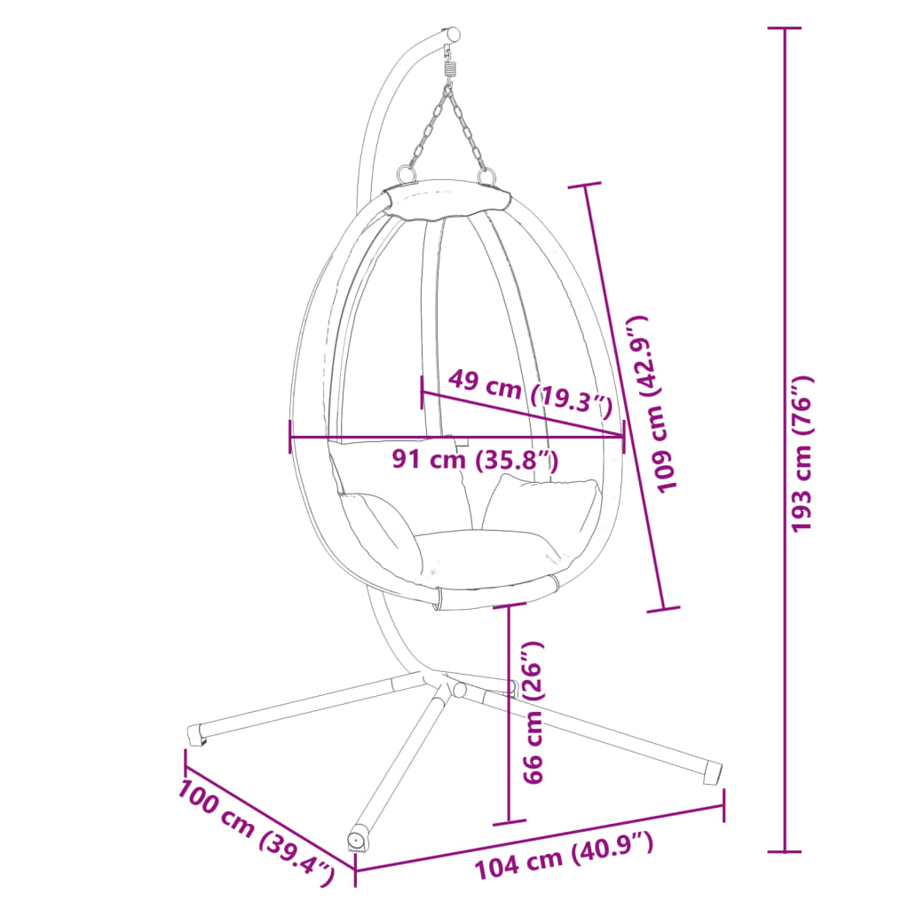 Hanging Egg Chair with Stand Taupe Fabric and Steel
