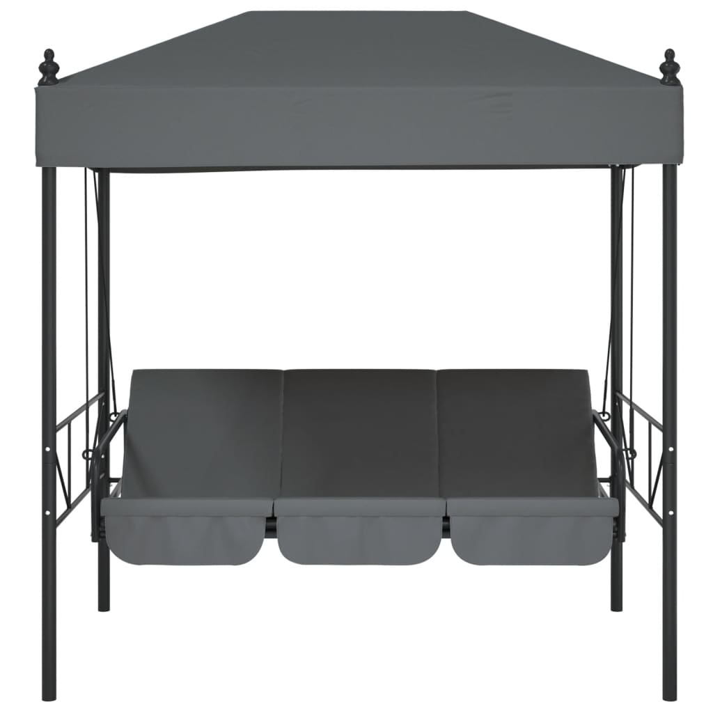 Garden Swing Bench with Canopy Dark Grey Steel