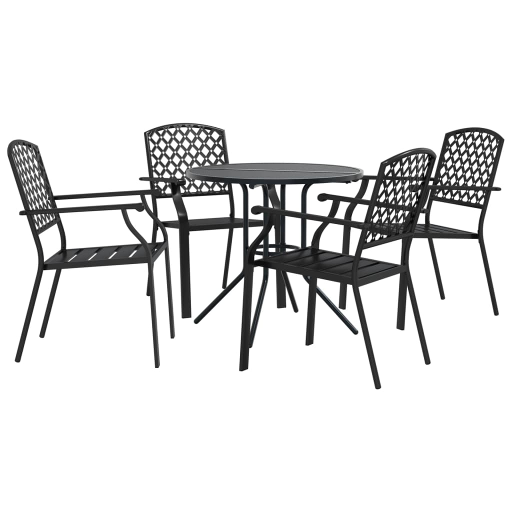 Stackable Garden Chair Set 5 Piece Anthracite Powder-coated Steel