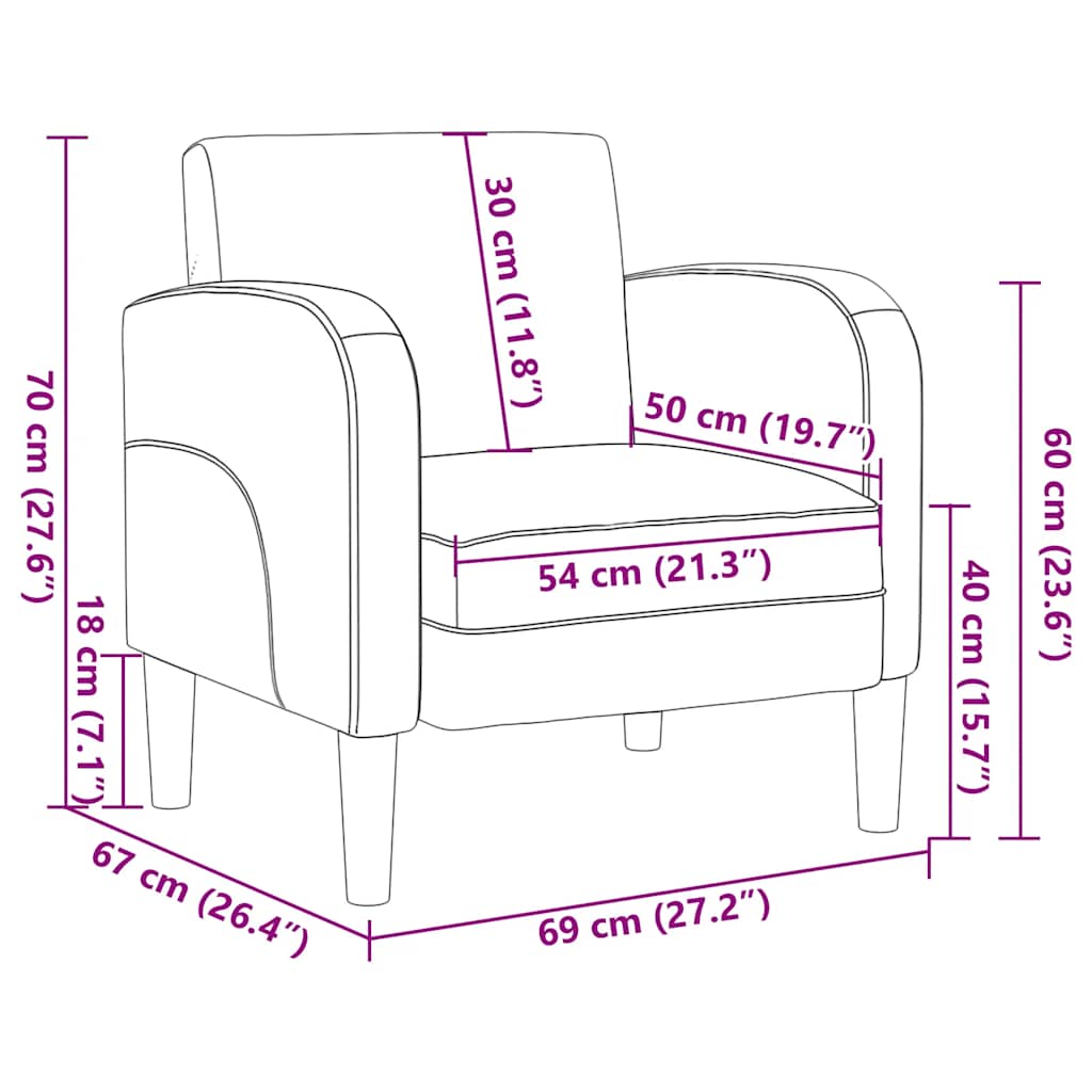 Sofa Chair with Armrests Black 54 cm Faux Leather