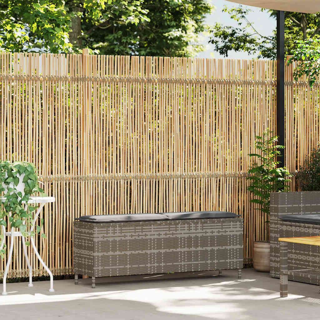 Garden Bench with Cushion Grey 110x30x40.5 cm Poly Rattan