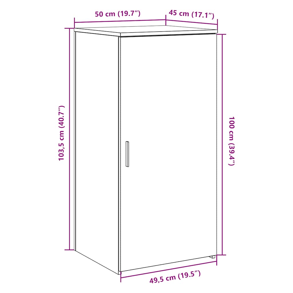 Storage Cabinet White 50x45x103.5 cm Engineered Wood