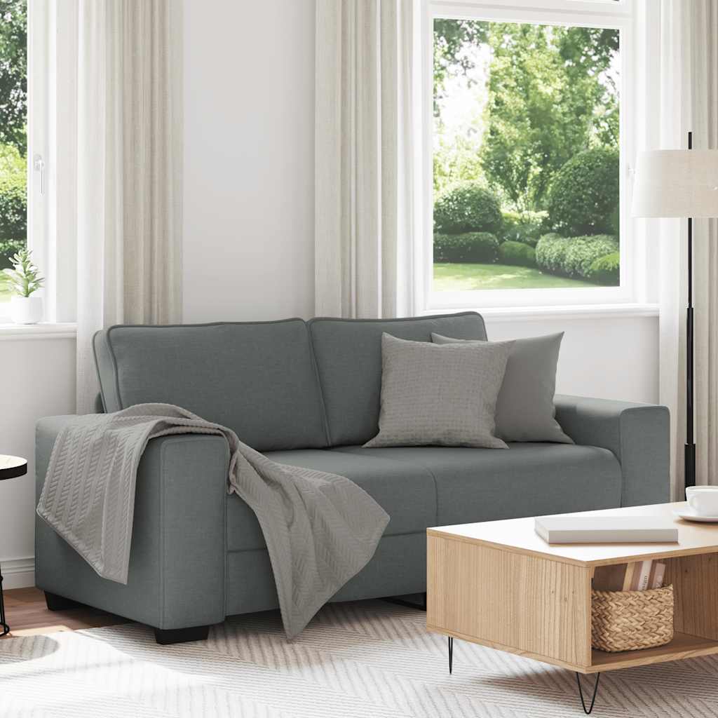 2-Seater Sofa Dark Grey 140 cm Fabric