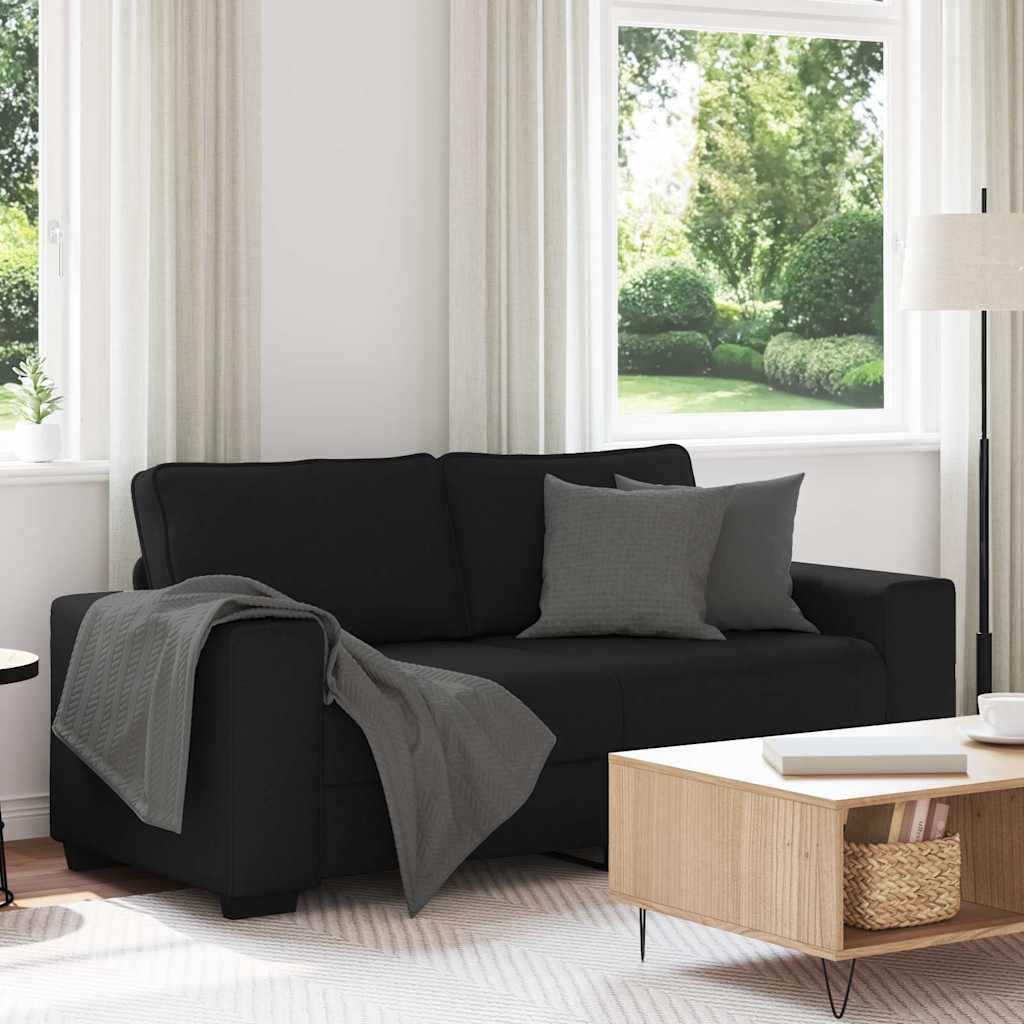 2-Seater Sofa Black 140 cm Fabric