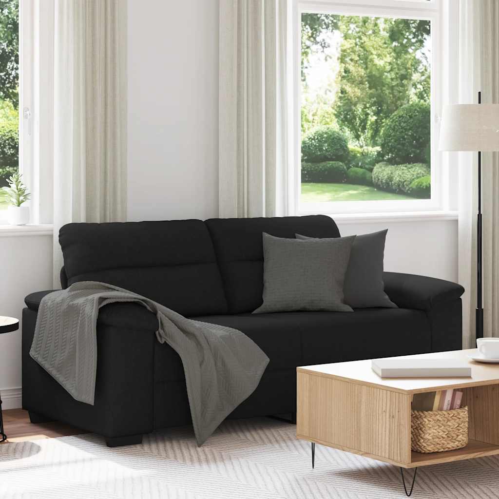 2-Seater Sofa Black 140 cm Fabric