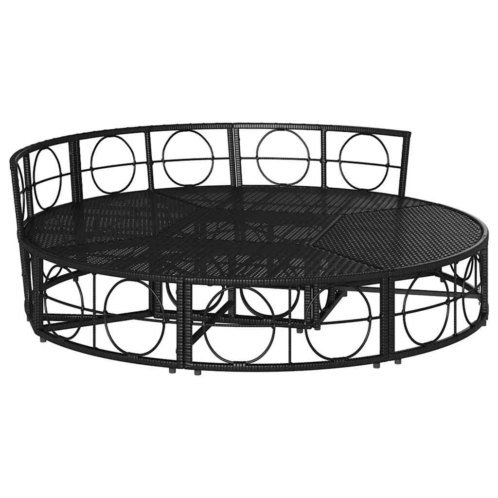 Outdoor Lounge Bed without Canopy Black Poly Rattan