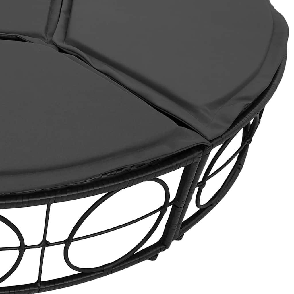 Outdoor Lounge Bed without Canopy Black Poly Rattan