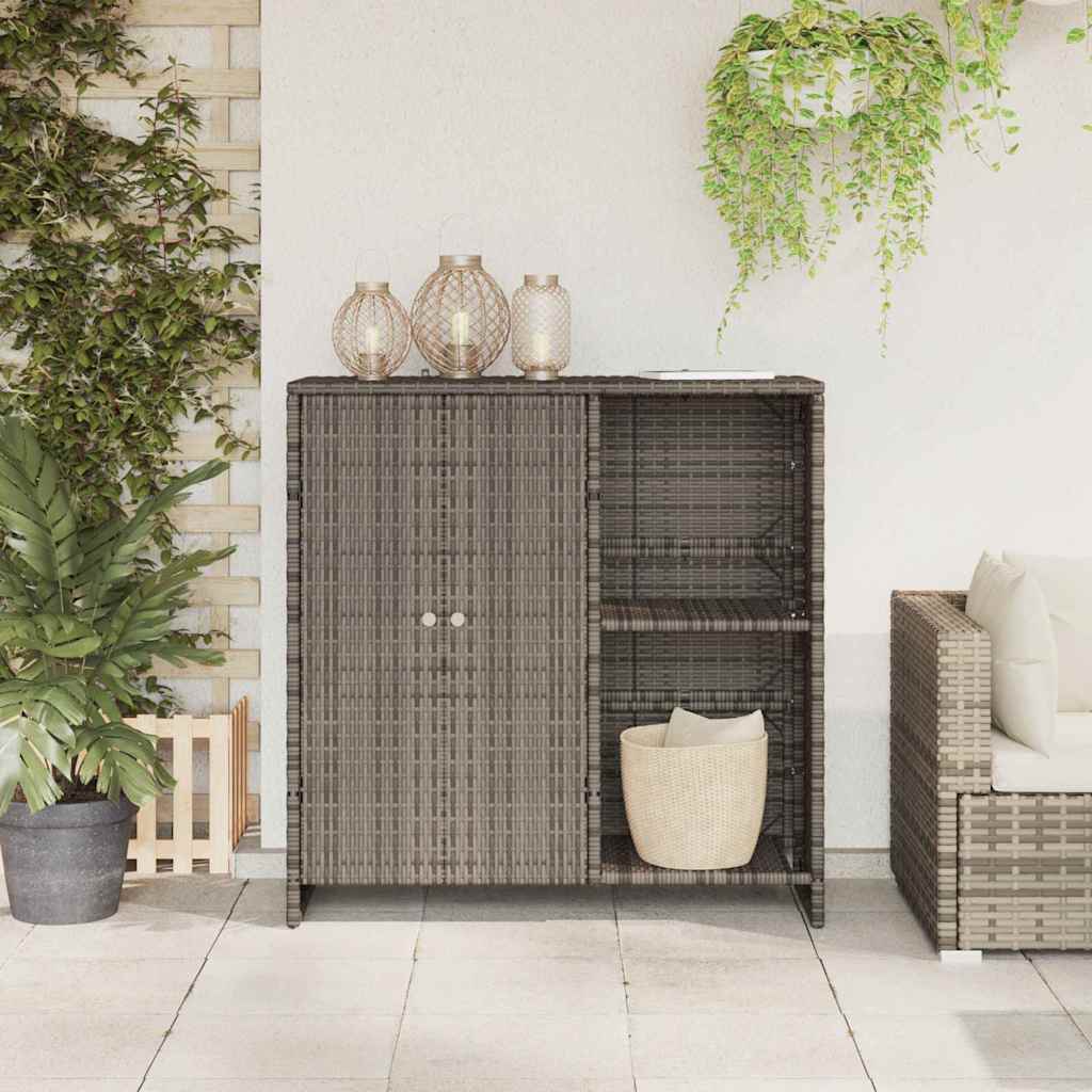 Storage Cabinet with Storage Grey 100 x 36 x 102 cm Rattan