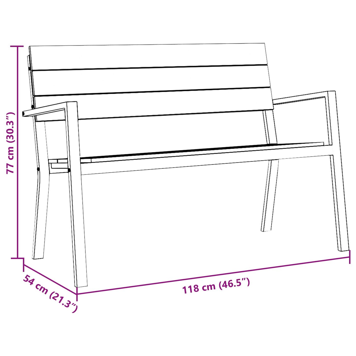 Garden Bench - Steel and WPC in Black