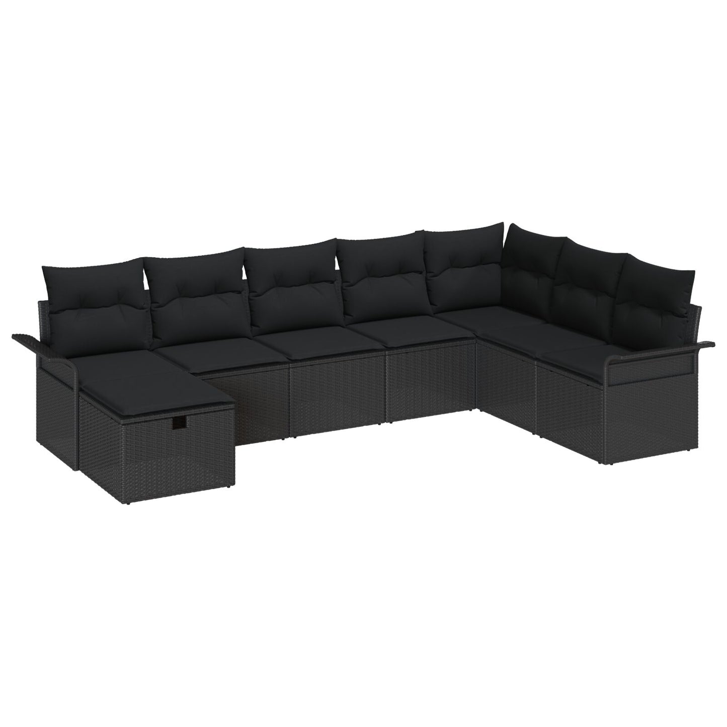 8 Piece Garden Sofa Set with Cushions Black Poly Rattan