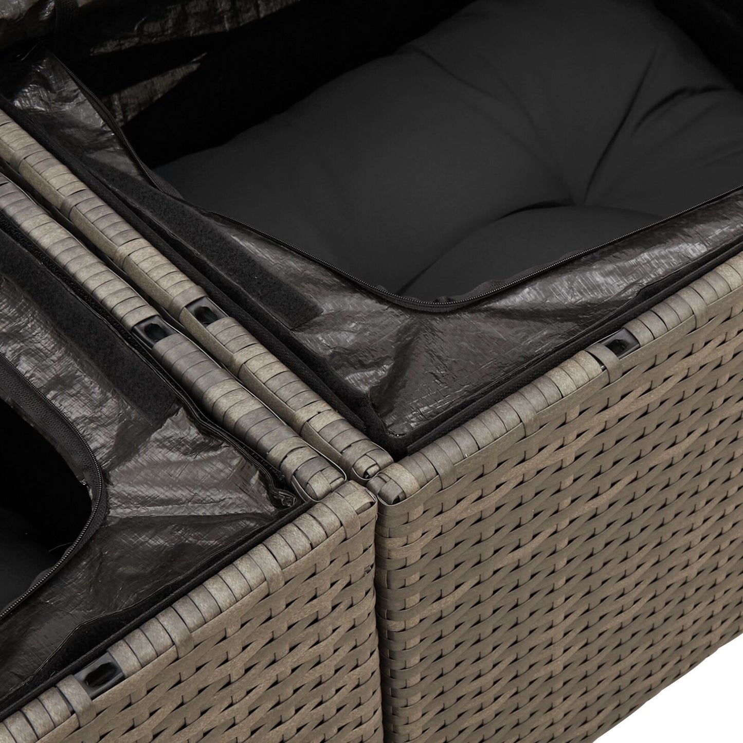 9 Piece Garden Sofa Set with Cushions Grey Poly Rattan