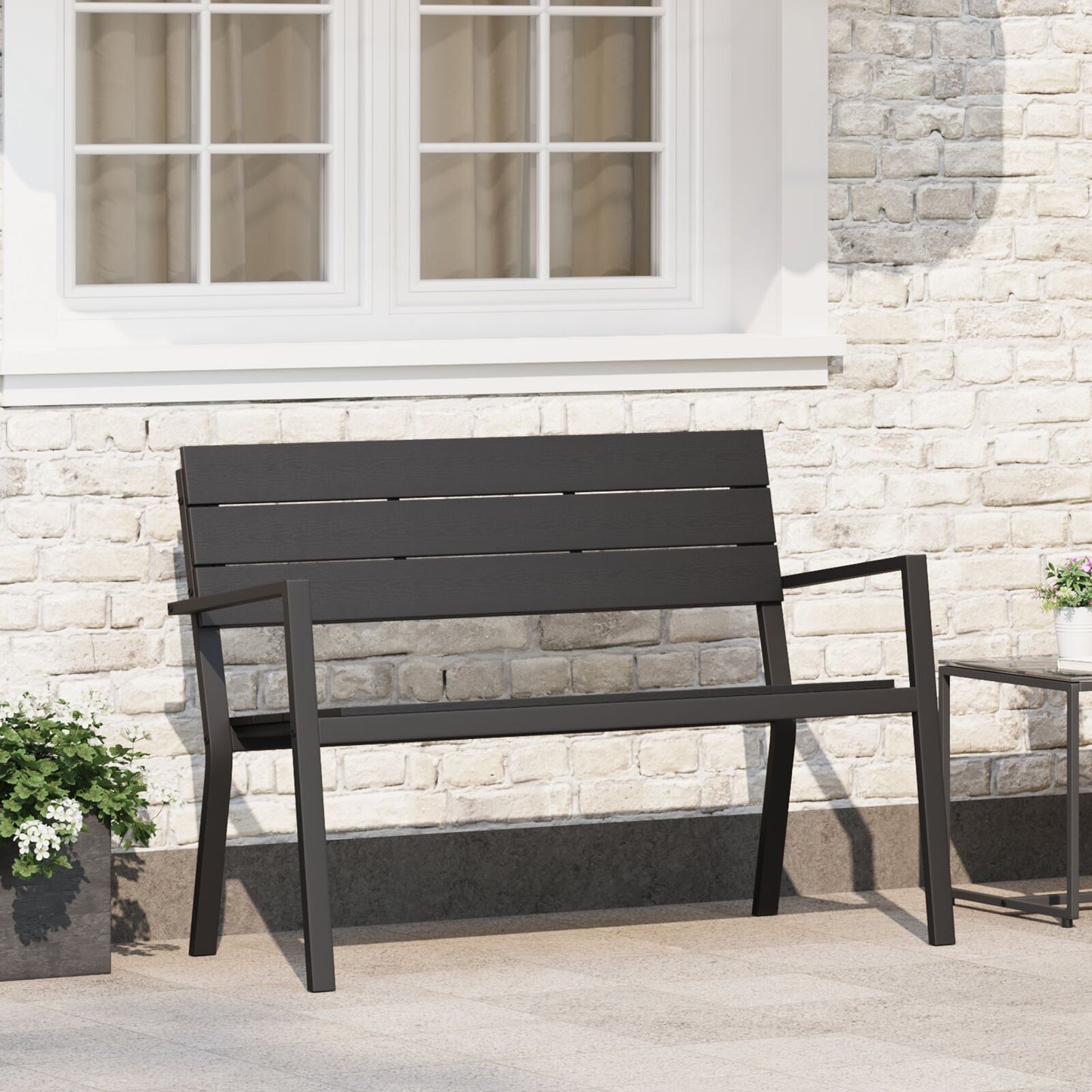 Garden Bench - Steel and WPC in Black