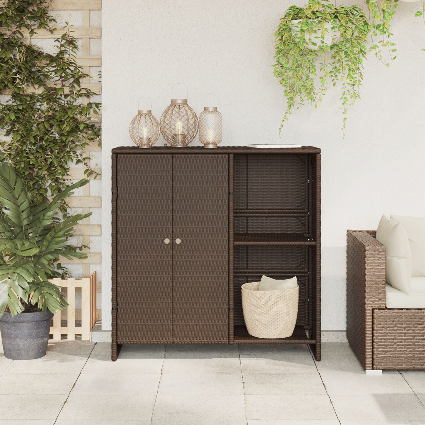 Storage Cabinet Brown 100x36x102 cm Rattan