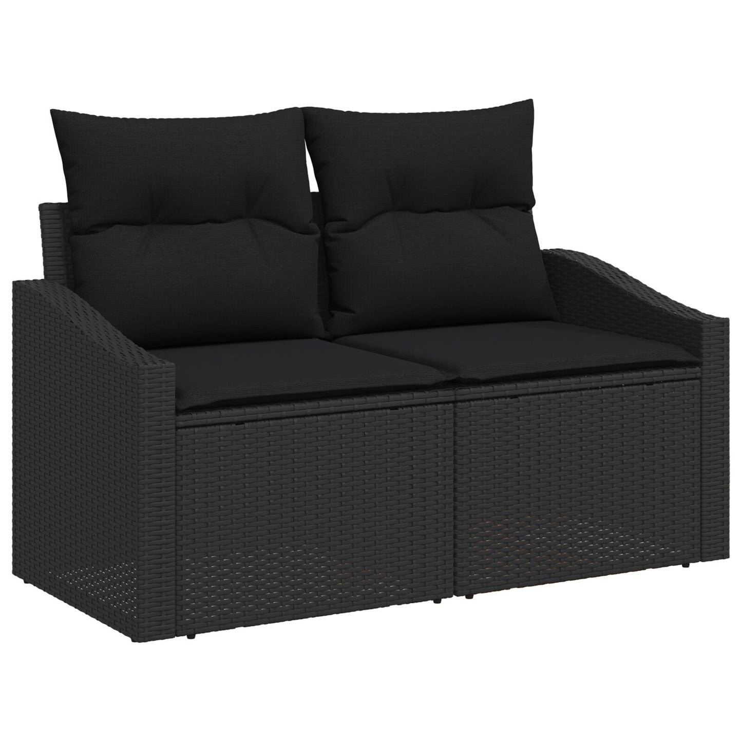 Garden Dining Set Set of 7 Black Rattan, Polyester