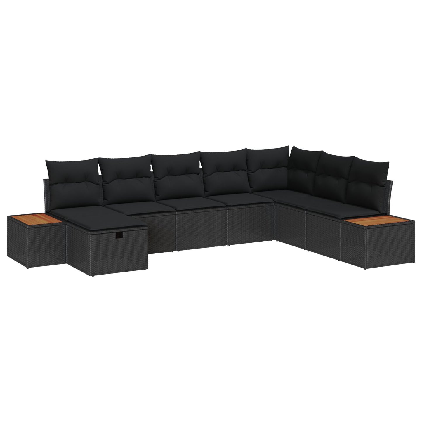 8 Piece Garden Sofa Set with Cushions Black Poly Rattan