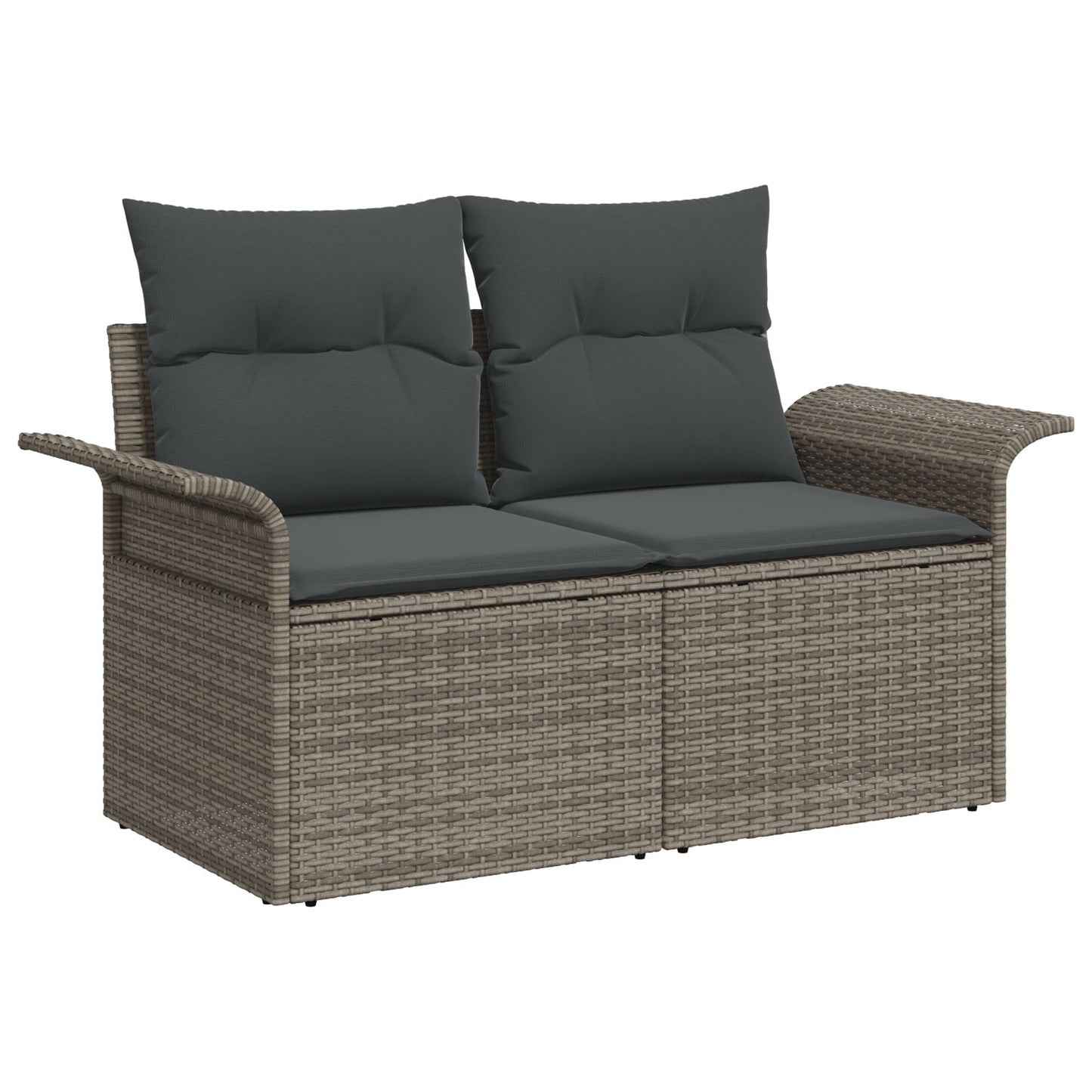 7 Piece Garden Sofa Set with Cushions Grey Poly Rattan