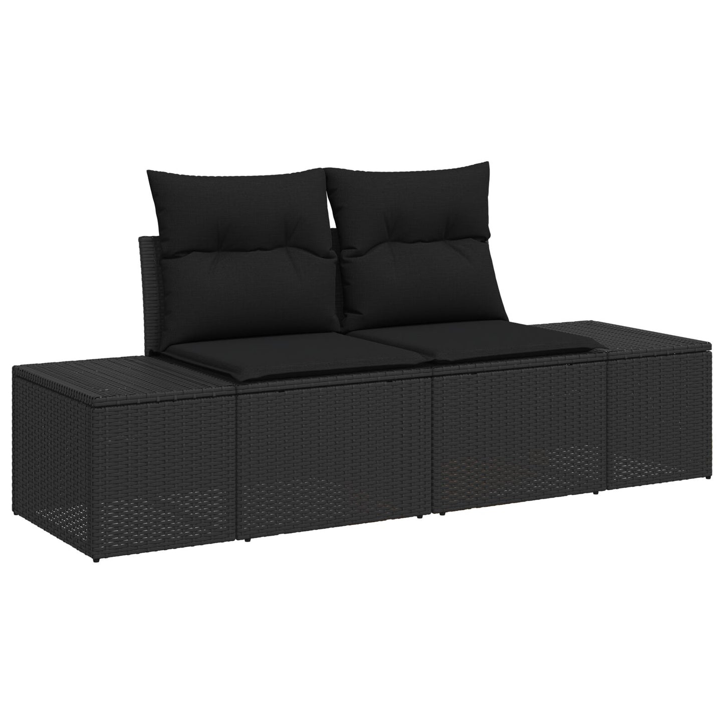8 Piece Garden Sofa Set with Cushions Black Poly Rattan
