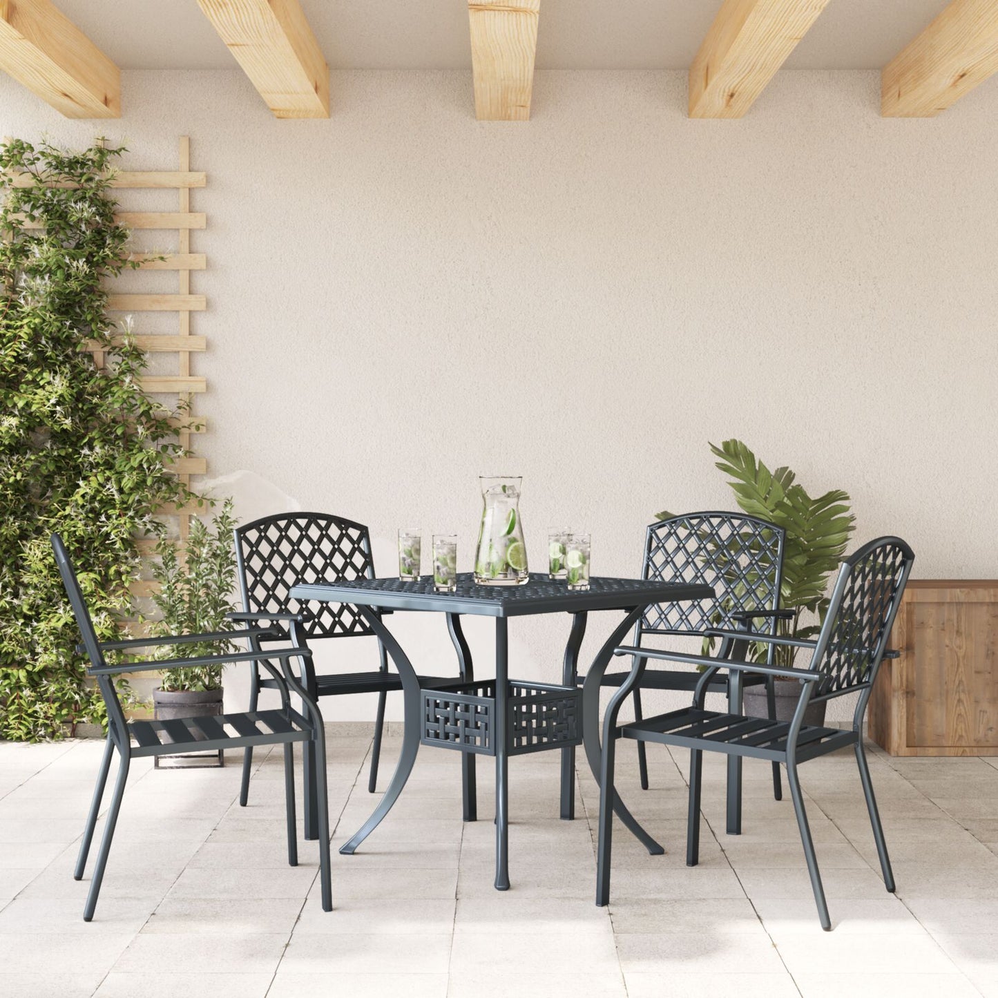 Garden Chairs 4 pcs Stackable Anthracite Steel