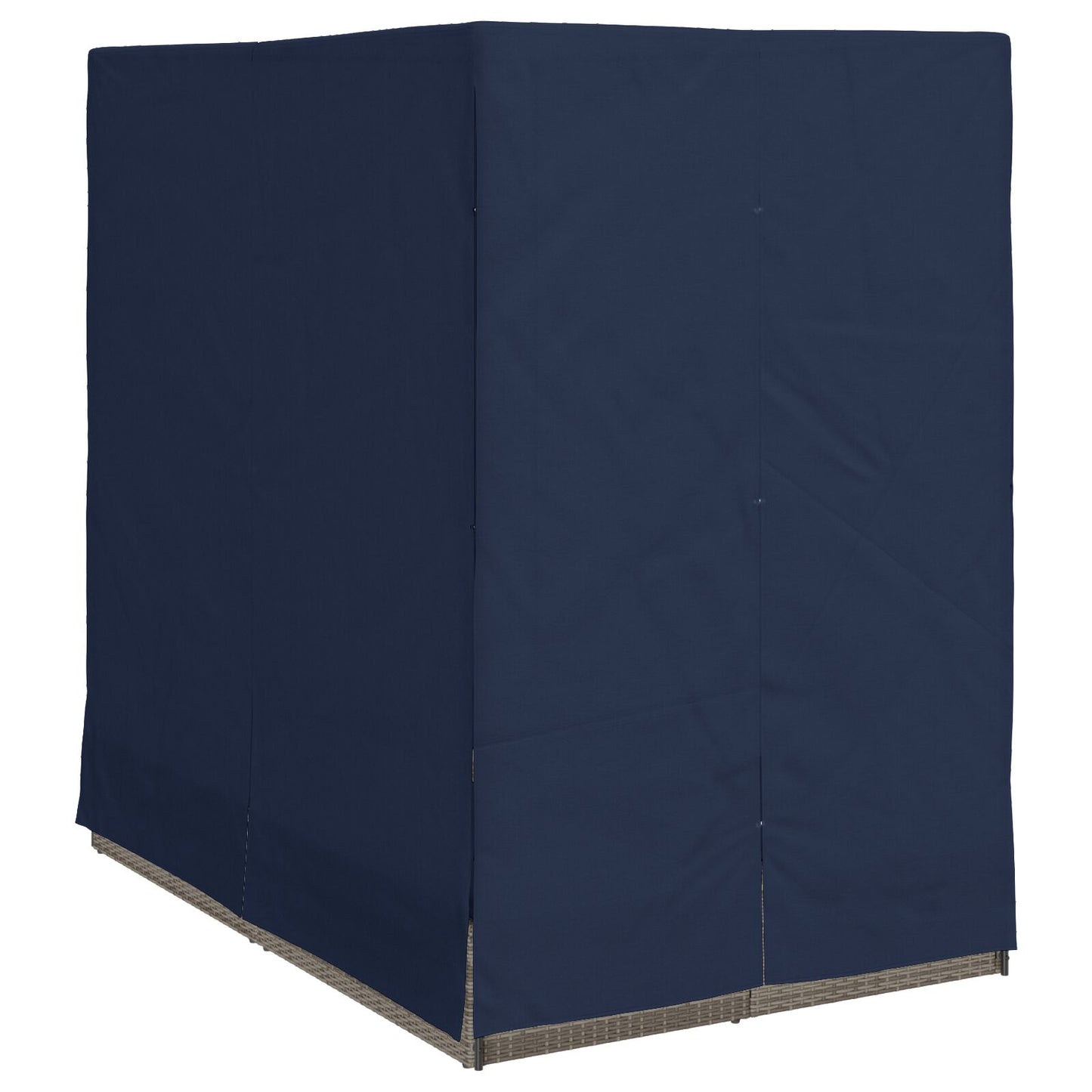 Double Sun Lounger Set of 2 Grey and Navy Blue Rattan Large