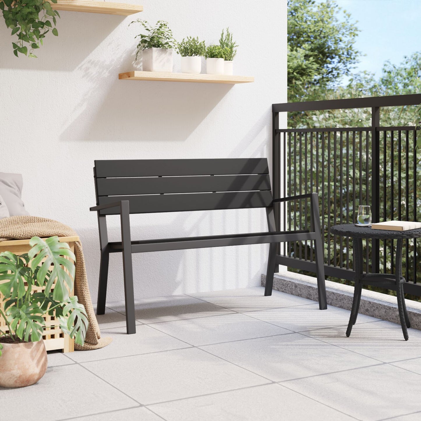 Garden Bench - Steel and WPC in Black