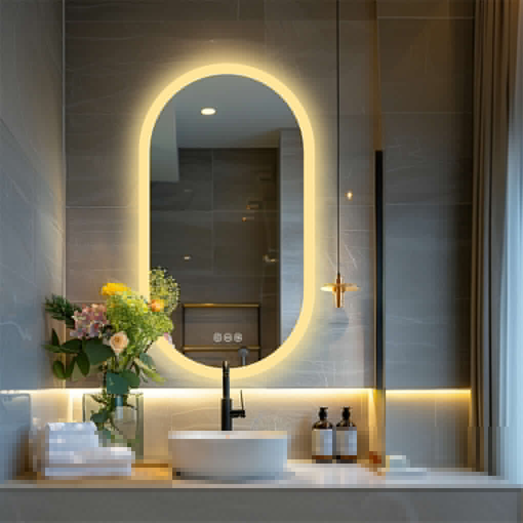 1000x500mm LED Bathroom Mirror Oval Anti-Fog Dimmable Wall Mount