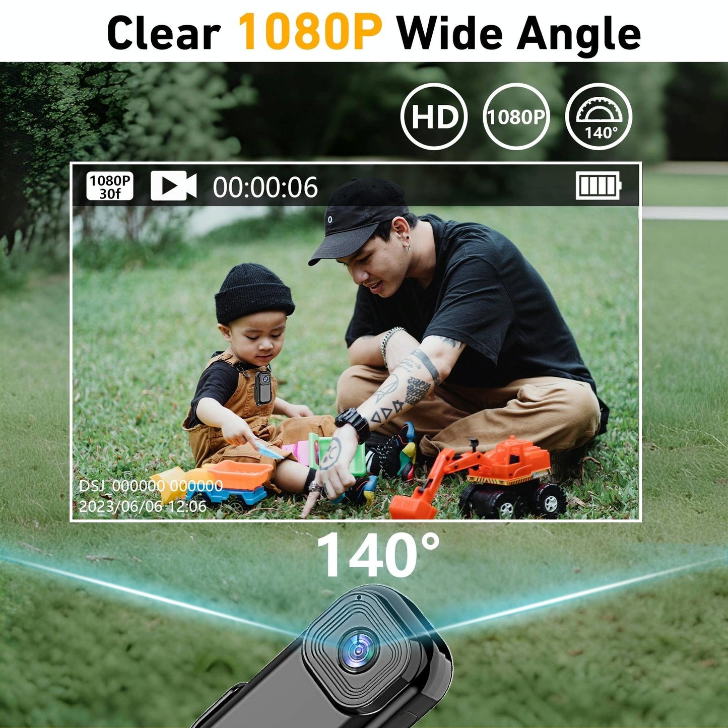 1080P Mini Action Cam For Sport Dv Video Recording 0.96 Inch Pocket Camera - Black