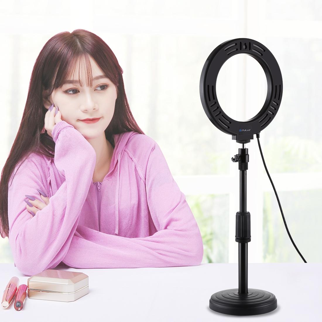 10 Mode Usb Led Ring Light with Tripod and Ball Head - 6.2 Inch Diameter - Pink