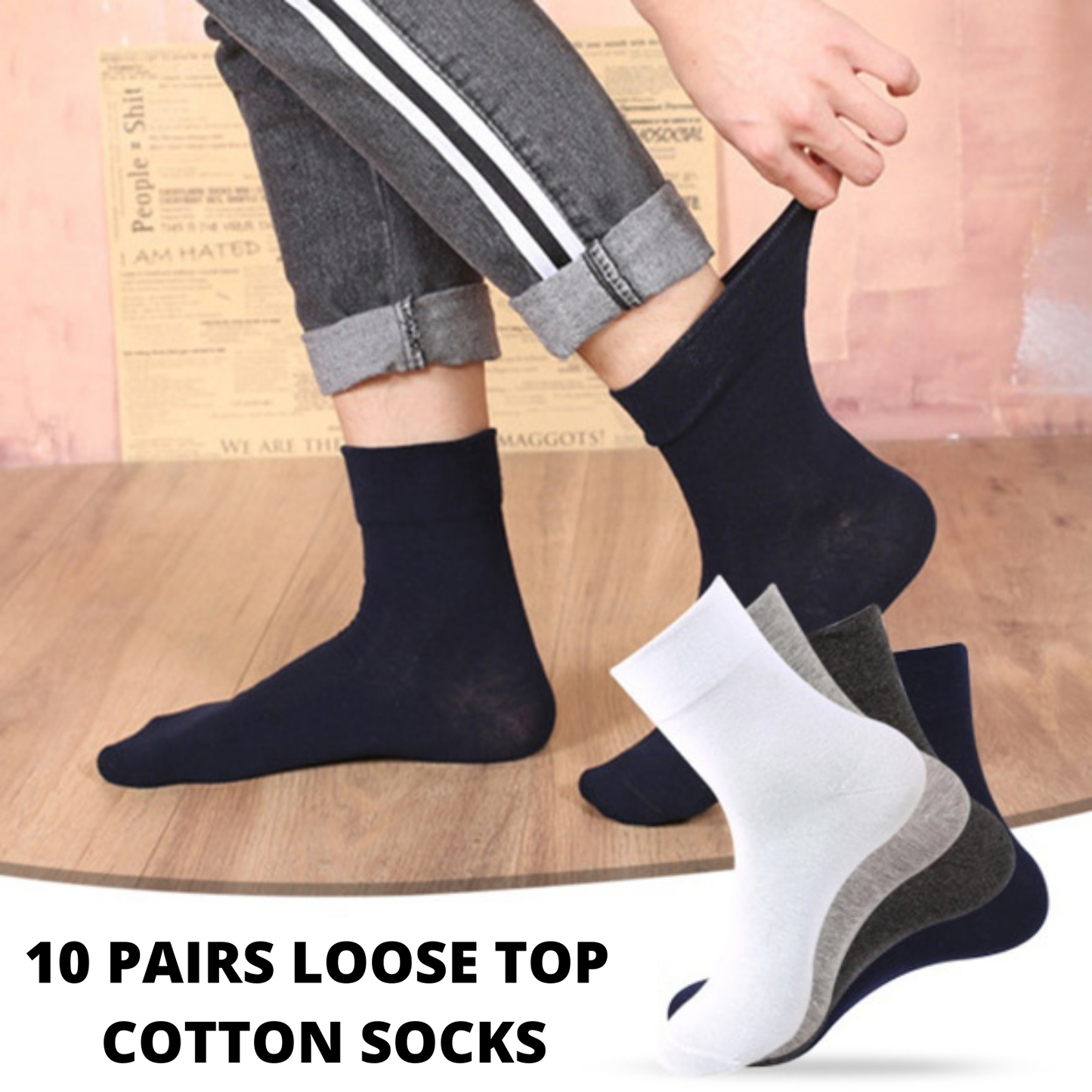 10x Pairs COTTON Rich LOOSE TOP SOCKS Medical Circulation Diabetic Comfort BULK - -