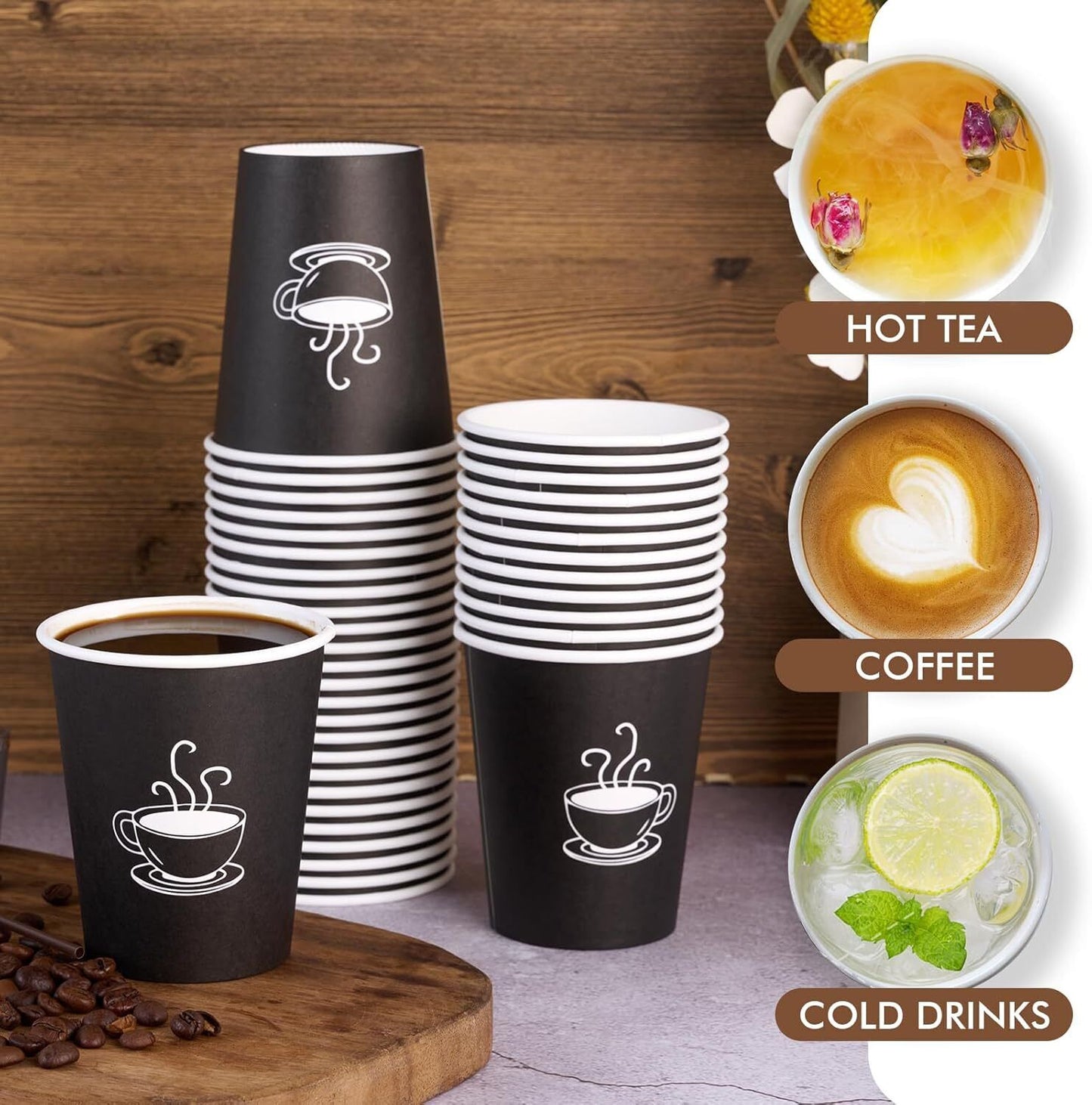 1000x Extra Large Disposable Coffee Cups 12oz Strong Takeaway Paper Take Away Bulk