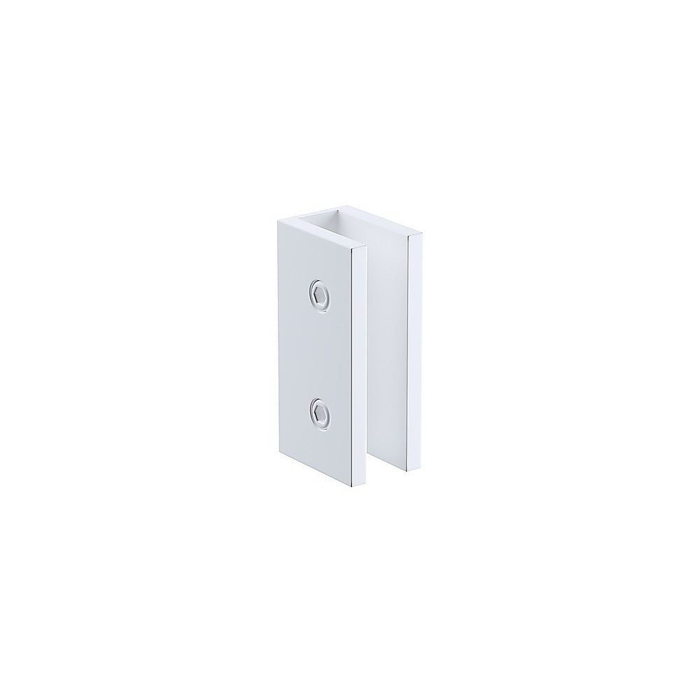 120x110cm Corner Frameless Shower Screen with White Brackets and SS Hinges, Round Handle