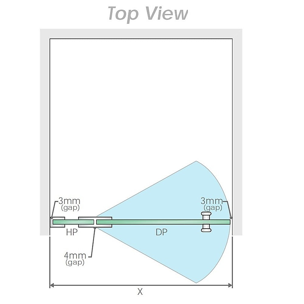 100x80cm Corner Frameless Shower Screen with Gunmetal Channel and Brass Hinges, Round Handle