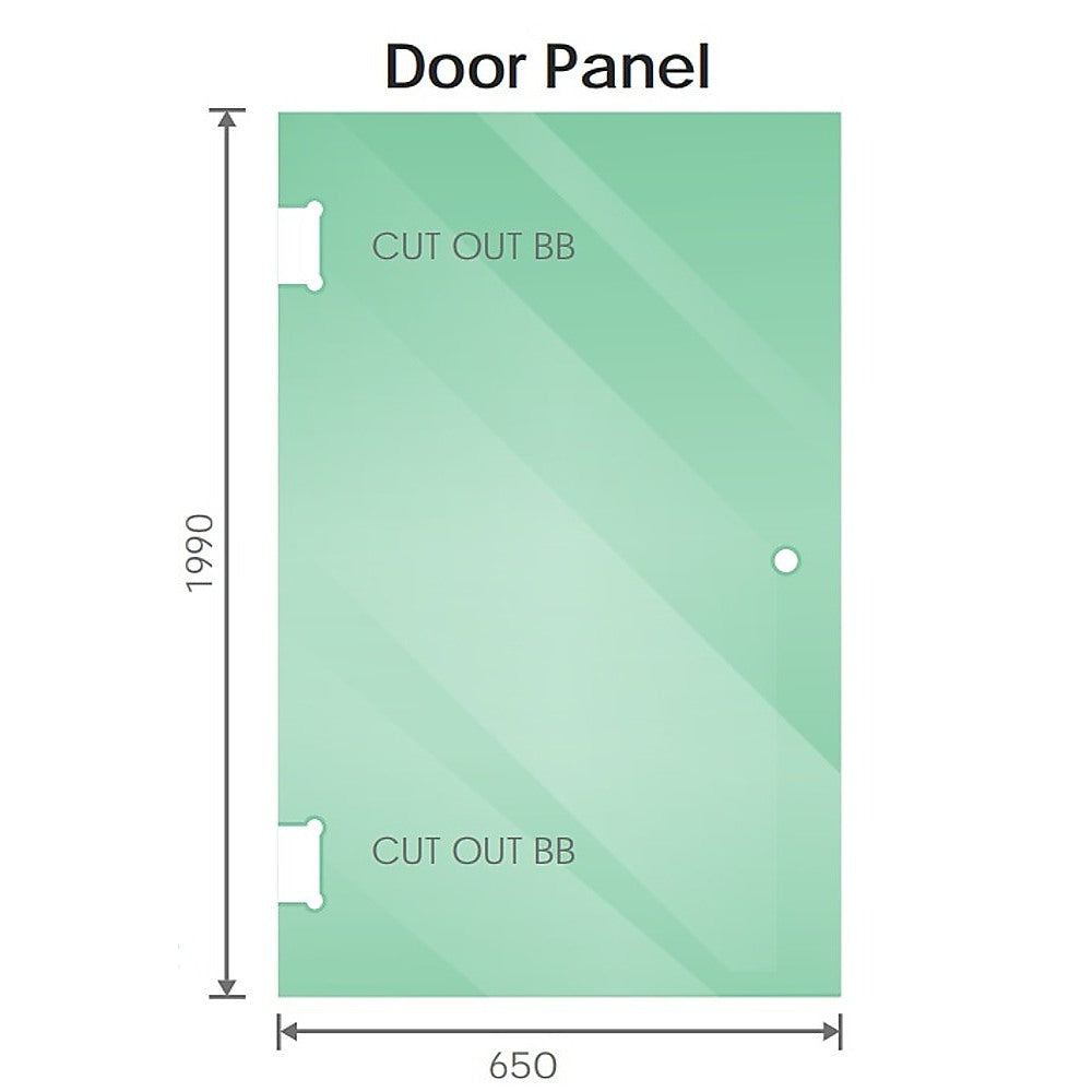 100x80cm Corner Frameless Shower Screen with Gunmetal Channel and Brass Hinges, Round Handle