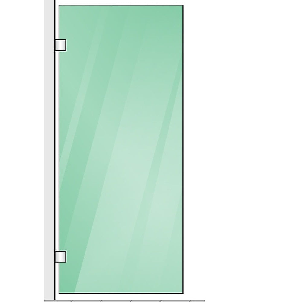 100x80cm Corner Frameless Shower Screen with Gunmetal Channel and Brass Hinges, Round Handle