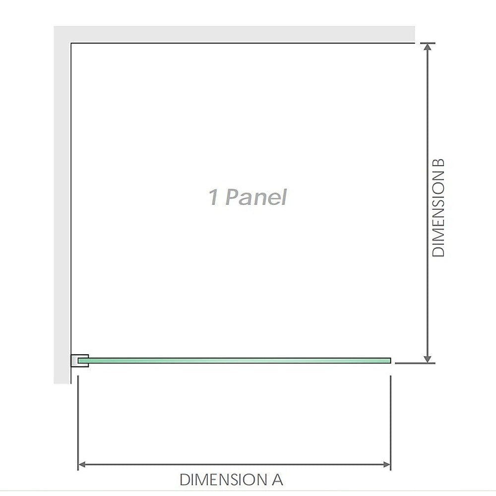 100x80cm Corner Frameless Shower Screen with Gunmetal Channel and Brass Hinges, Round Handle