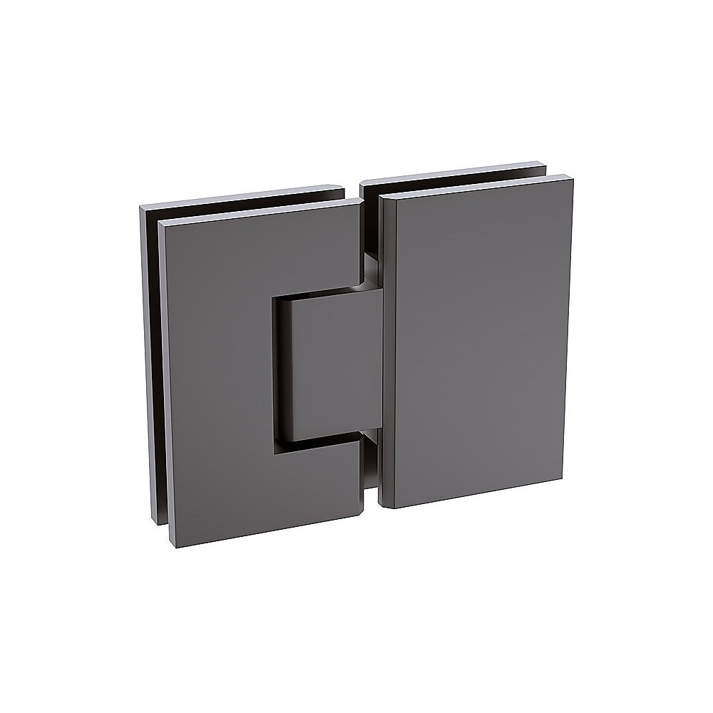 100x80cm Corner Frameless Shower Screen with Gunmetal Channel and Brass Hinges, Round Handle