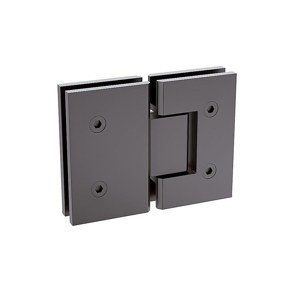 100x80cm Corner Frameless Shower Screen with Gunmetal Channel and Brass Hinges, Round Handle