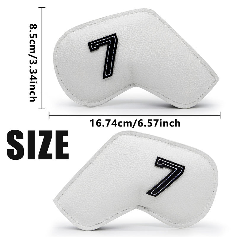 Yellow Golf Iron Head Covers Set of 10 - Waterproof PU Leather Club Protectors with Embroidered Numbers (3-9, P, A, S)