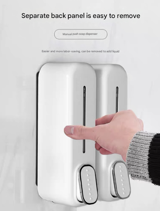 2 Pcs (White + Black) Modern Wall-Mounted Press Soap Dispenser - 300ml Refillable Pump for Bathroom & Kitchen