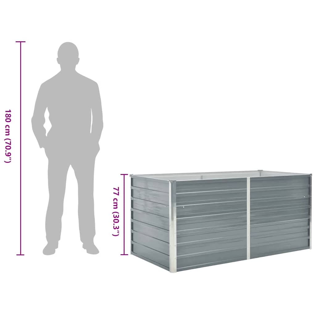 Raised Garden Bed 160x80x77 cm Galvanised Steel Grey