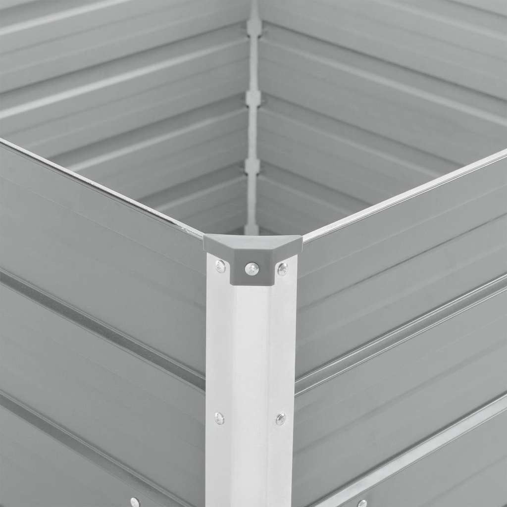 Raised Garden Bed 100x100x77 cm Galvanised Steel Grey