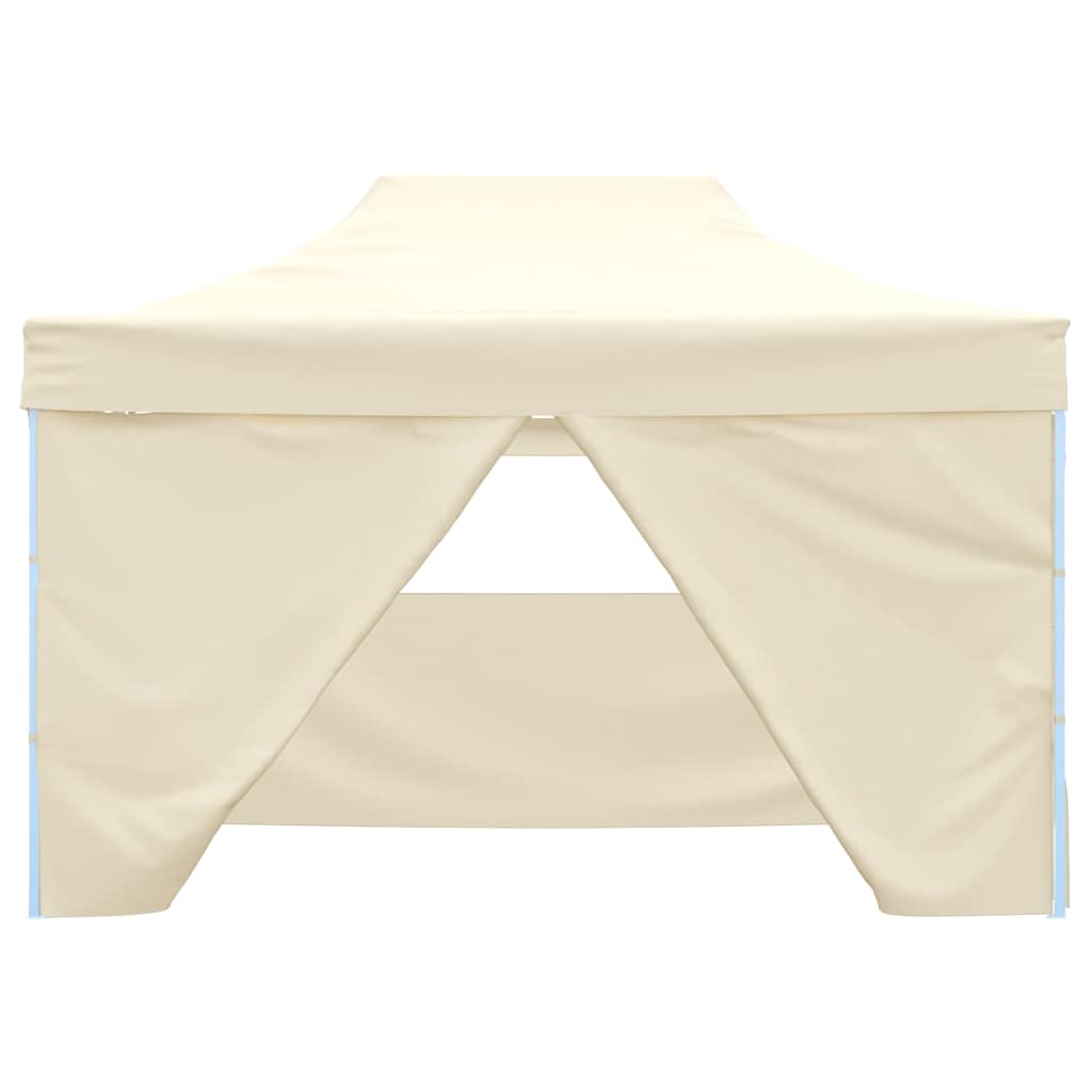Foldable Tent Pop-Up with 4 Side Walls 3x4.5 m Cream White